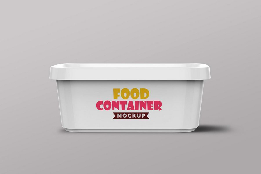 快餐厅餐饮塑料食品带盖包装盒展示效果图VI智能贴图