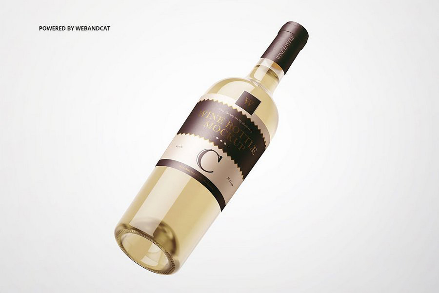 白葡萄酒酒瓶玻璃瓶包装瓶贴标签展示效果图VI智能贴图PS样机