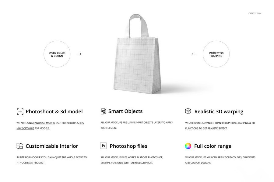 手提袋帆布袋礼品购物袋品牌形象展示效果图VI智能贴图PS样机