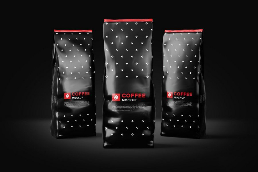 咖啡厅品牌形象咖啡豆包装袋水杯咖啡杯展示效果图VI智能贴图