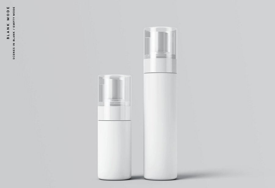 乳液护肤品化妆品按压瓶小瓶塑料瓶包装瓶展示效果图VI智能贴图