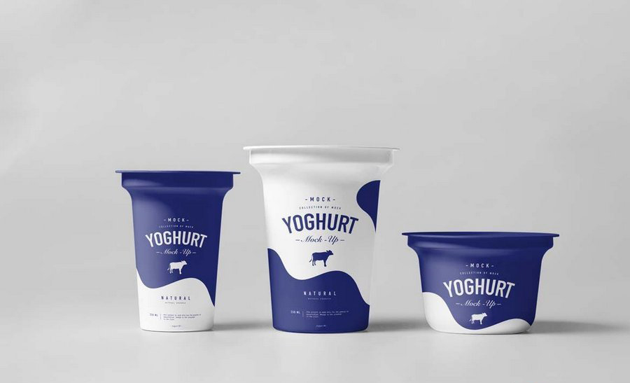 酸奶乳品包装盒杯装食品牛奶饮料品牌形象展示效果图VI智能贴图