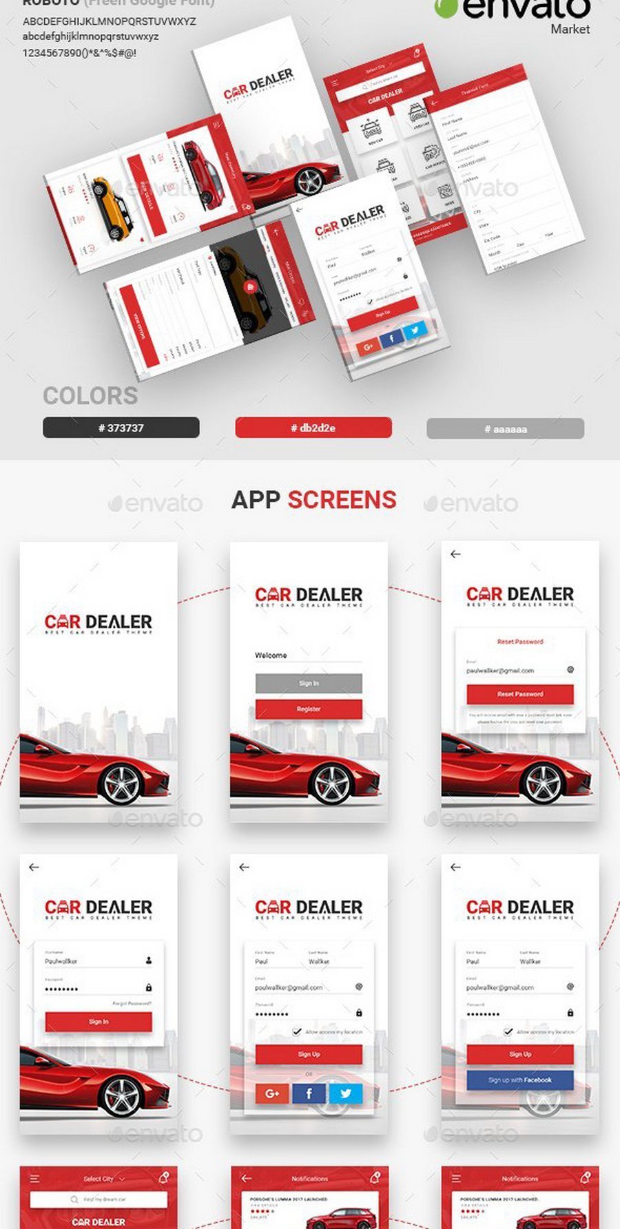 汽车经销商销售平台汽车服务APP应用程序UI界面设计素材工具
