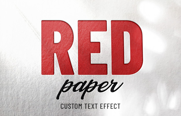 纸张浮雕红色文字效果样机