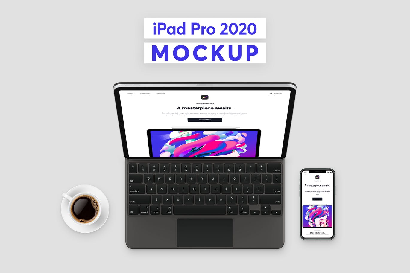 高品质的简约iPad Pro 2020 APP UI样机展示