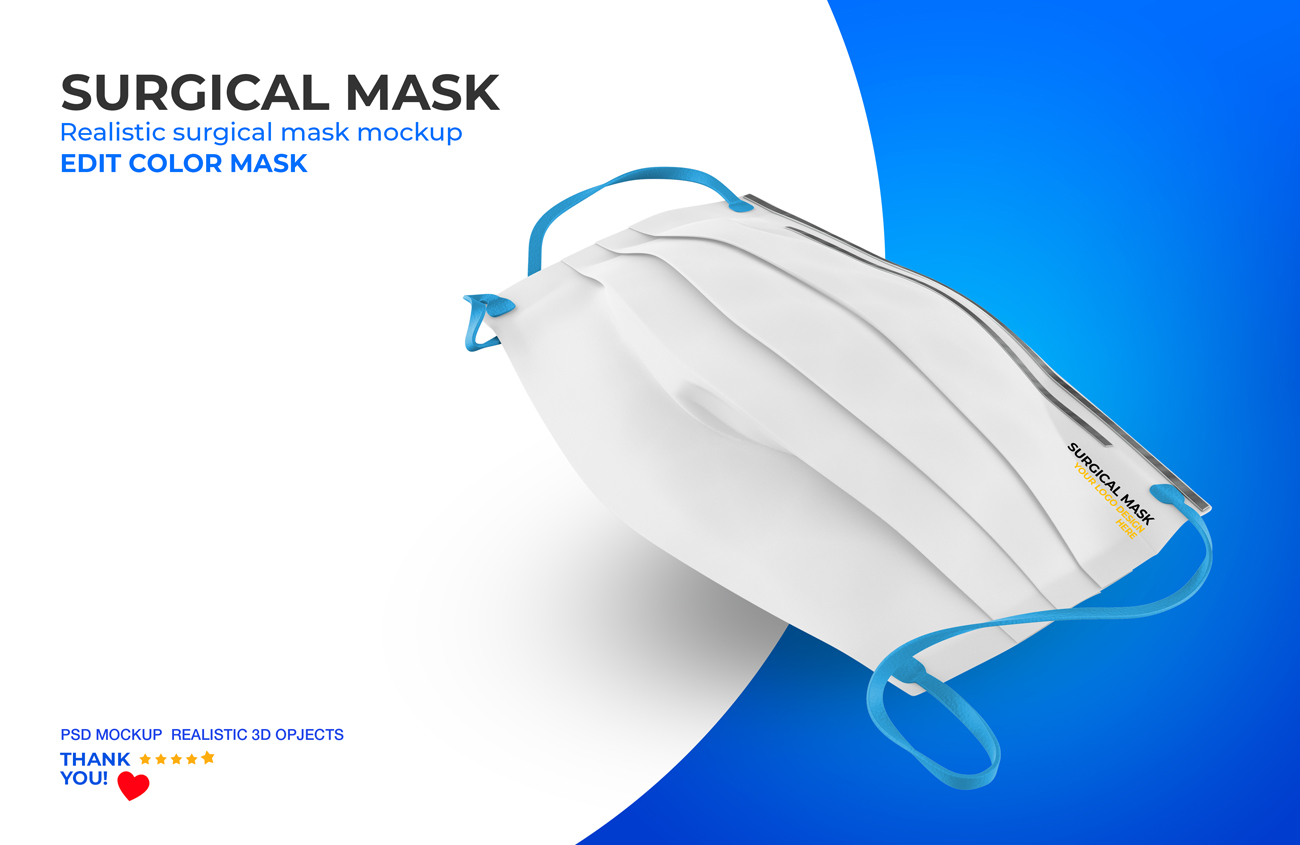 医用级口罩样机PSD模板素材 Surgical mask m