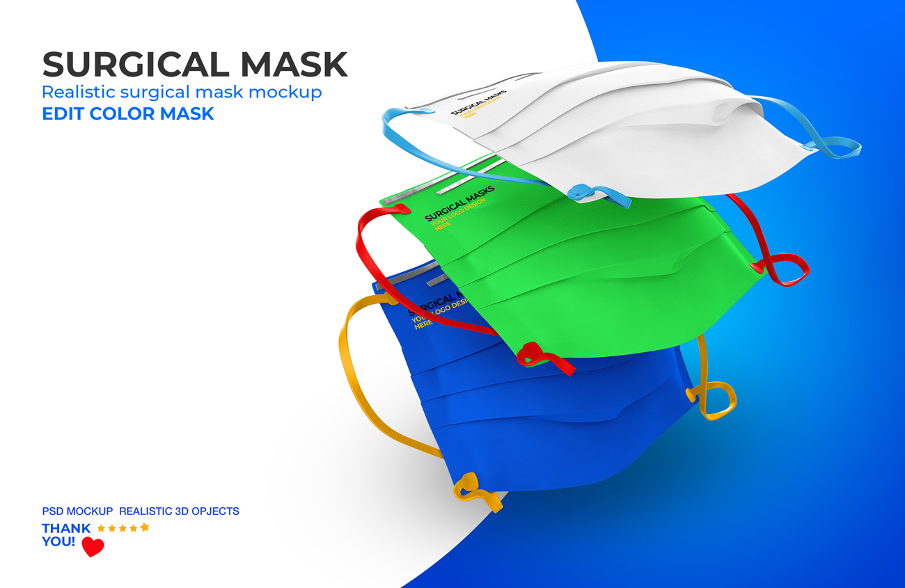 医用级口罩样机PSD模板素材 Surgical mask m