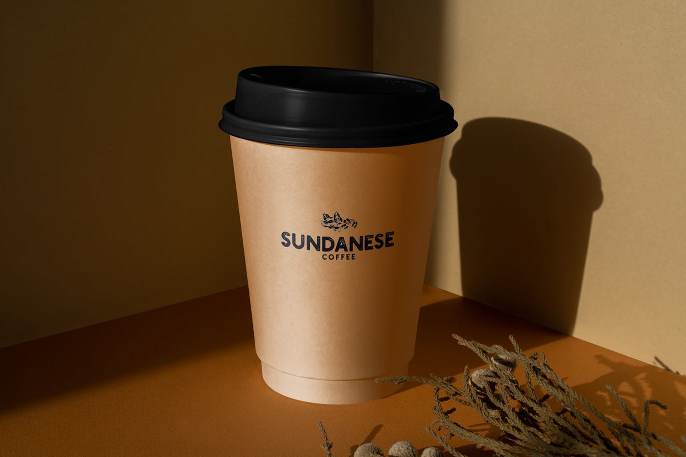 高品质品牌浅色深色系12个PSD咖啡杯饮品植物