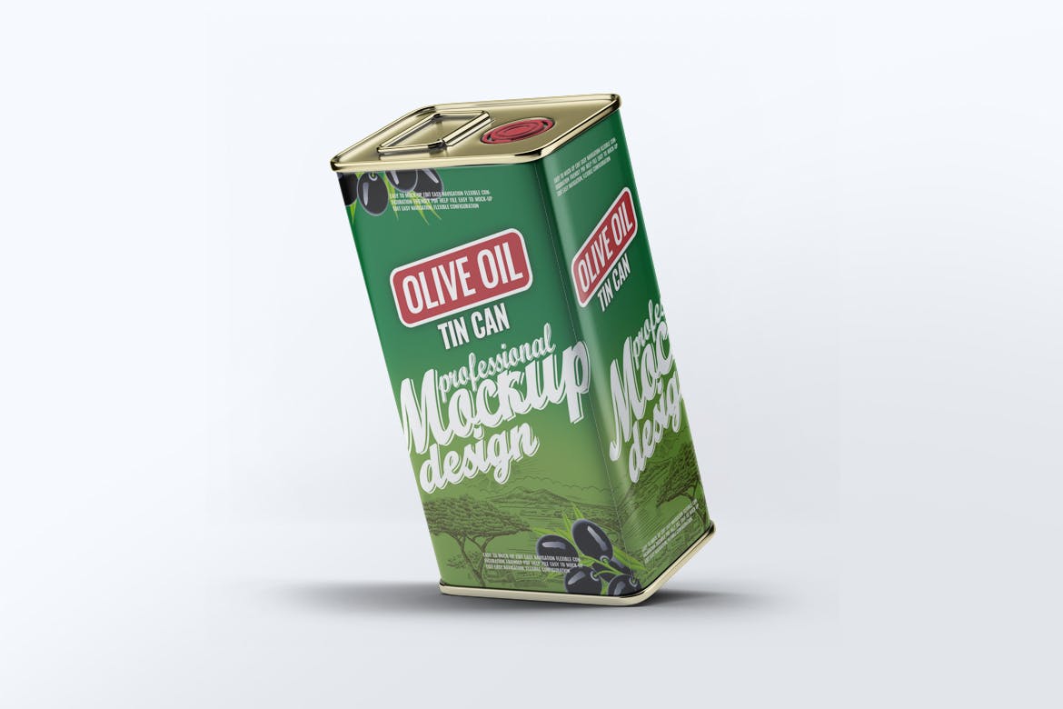 方形铁盒橄榄油壶包装设计样机下载