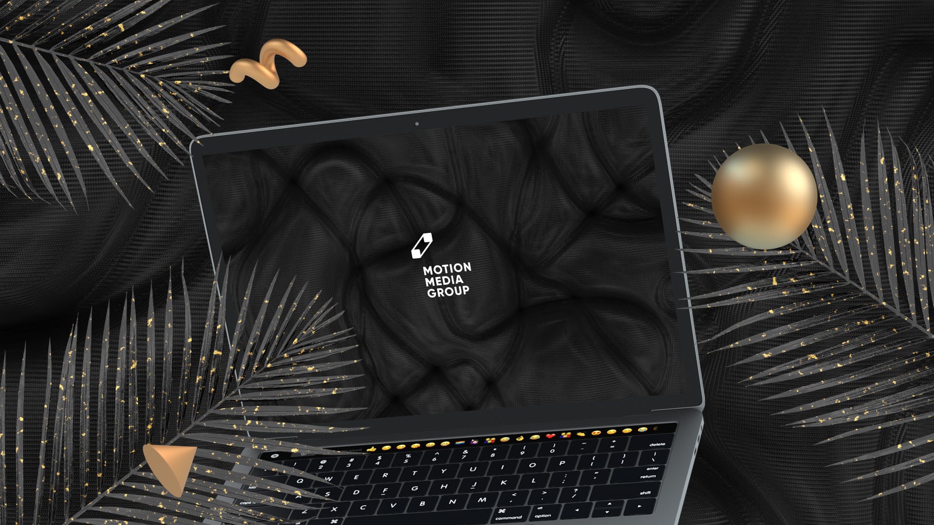 深色的3D酷炫背景的笔记本电脑样机素材下载