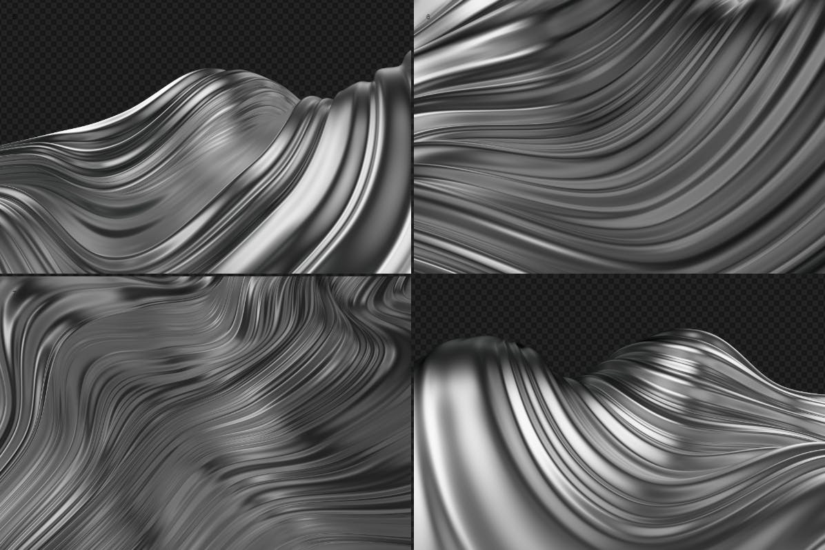 抽象的3D波浪条纹的背景-黑白