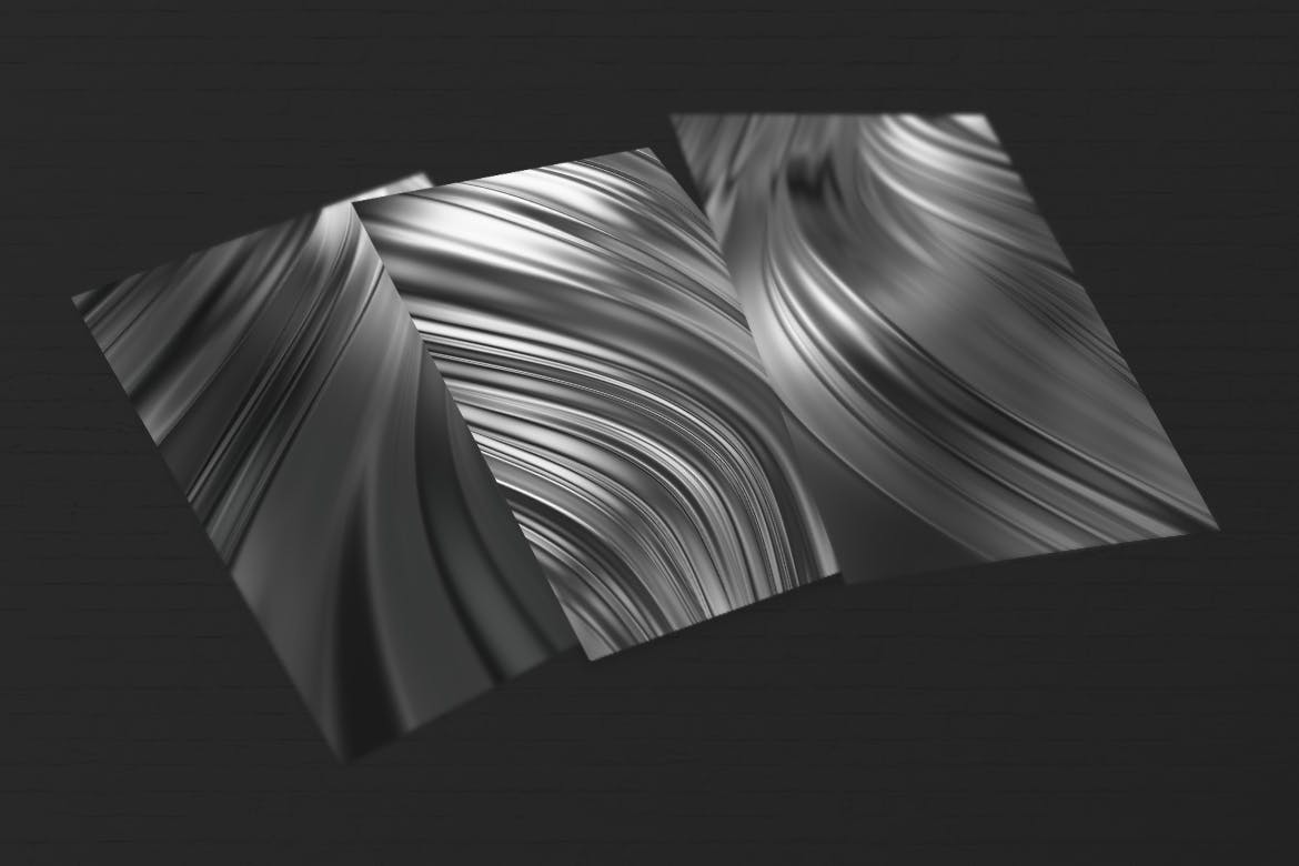 抽象的3D波浪条纹的背景-黑白
