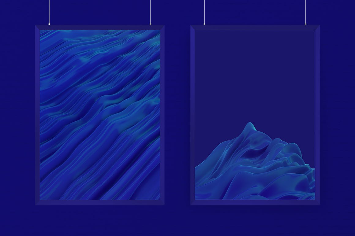 抽象3D立体波浪幕布绸缎波浪背景底纹纹理集合