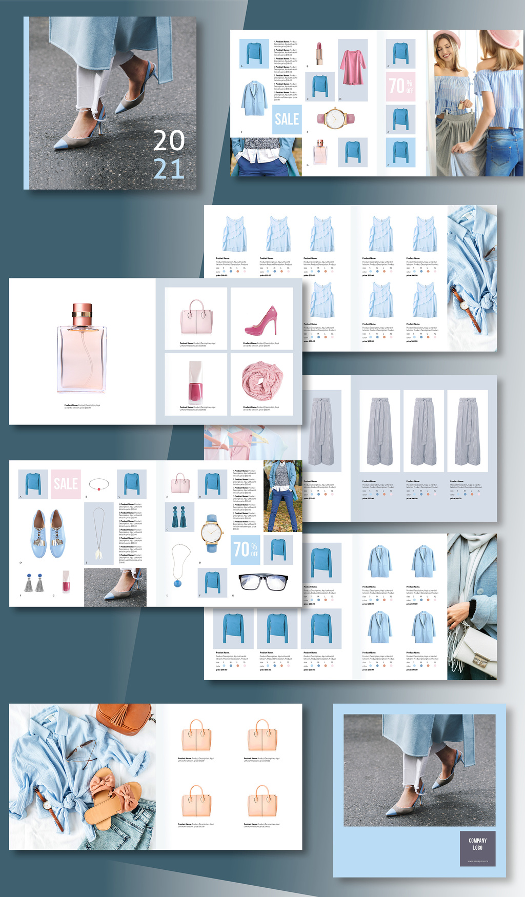 方形产品品牌目录服装手册画册杂志设计模板