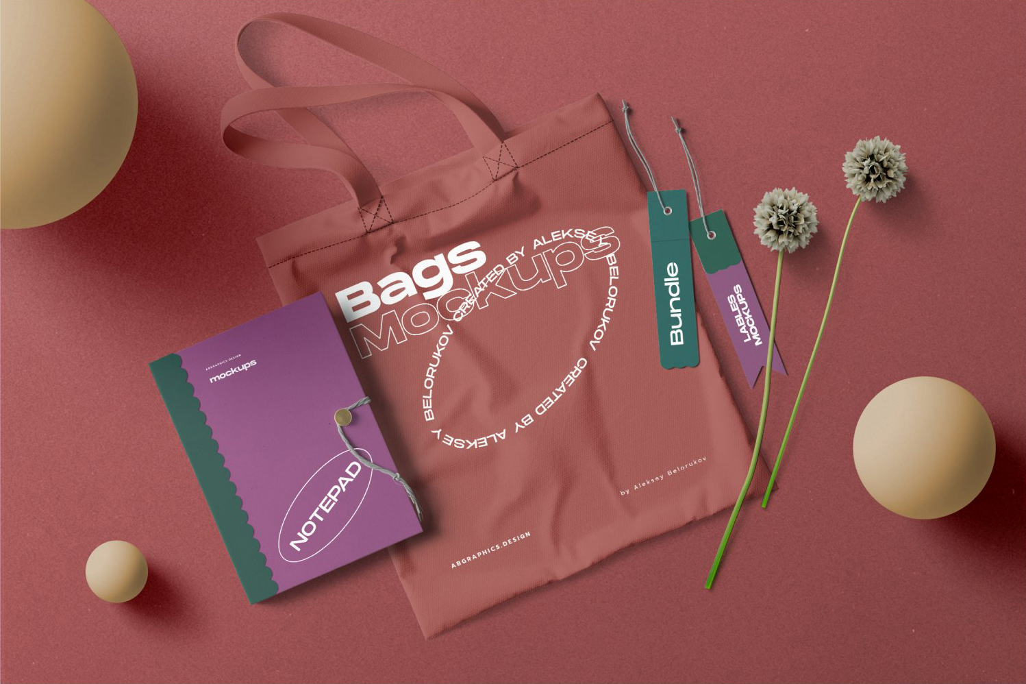 紫色时尚运动文具笔记本手提袋植物蒲公英龟背竹草本元素品牌场景