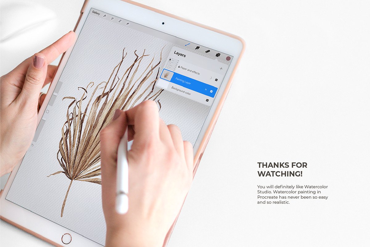 逼真的Procreate水彩绘画笔刷套件