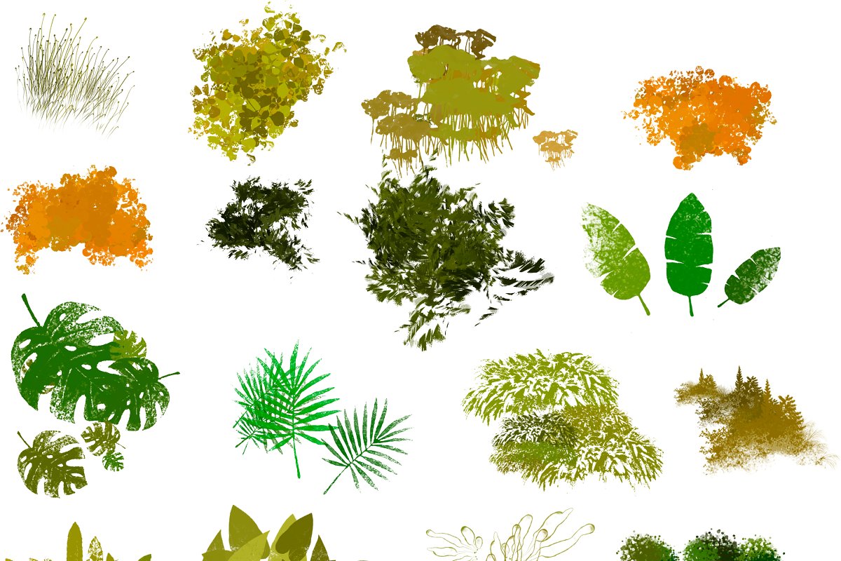 高质量的森林植物元素Photoshop画笔素材
