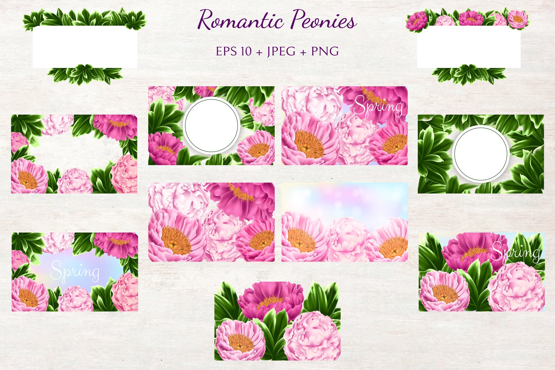 浪漫的夏季红牡丹免抠花卉合辑 Romantic Peonie