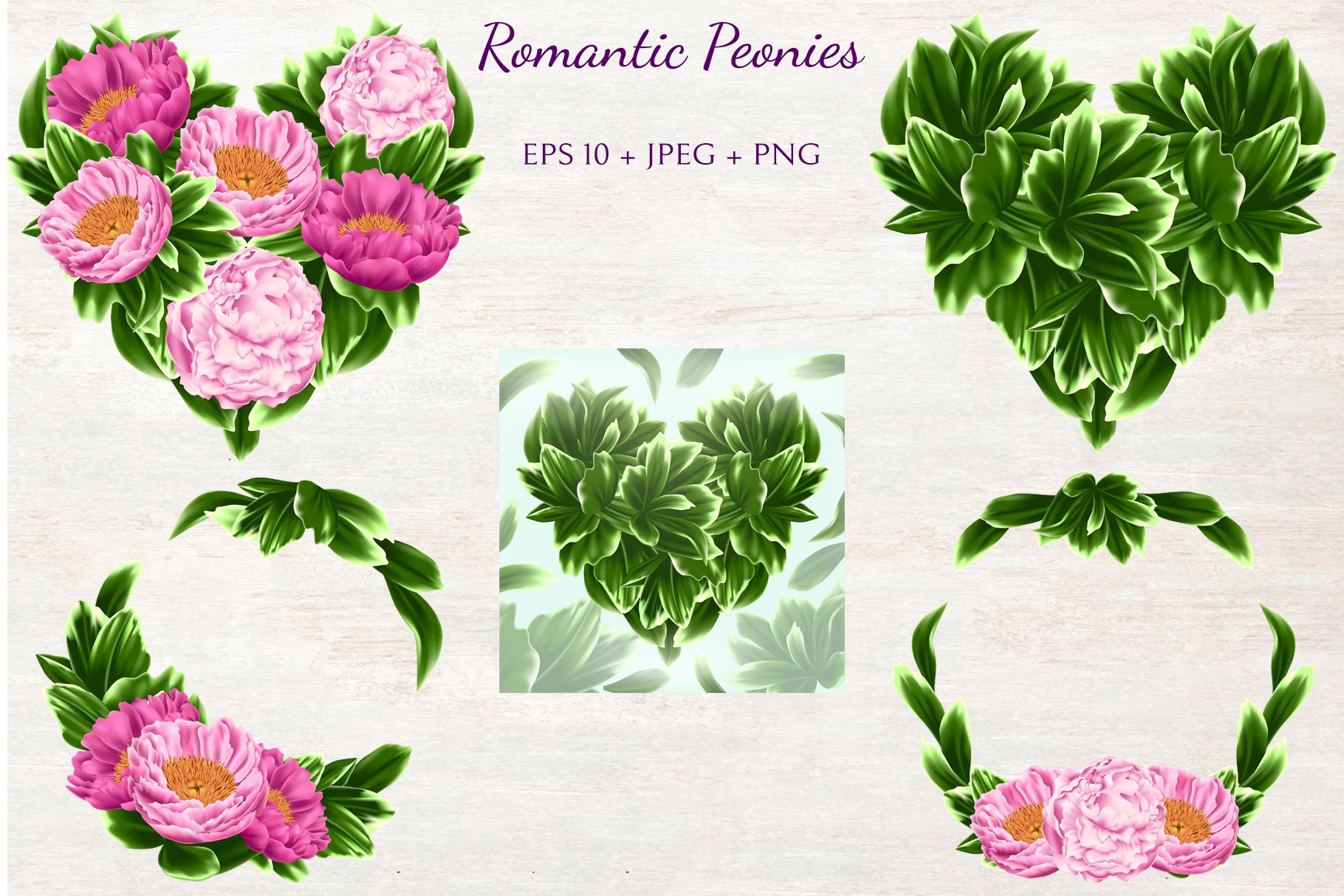 浪漫的夏季红牡丹免抠花卉合辑 Romantic Peonie