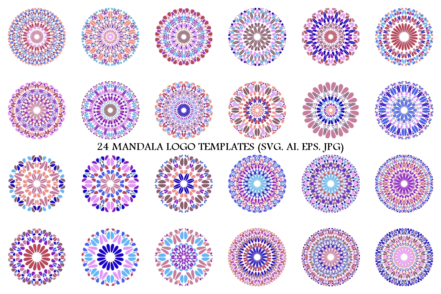 24款曼陀罗花卉插画素材 Floral Mandala Lo