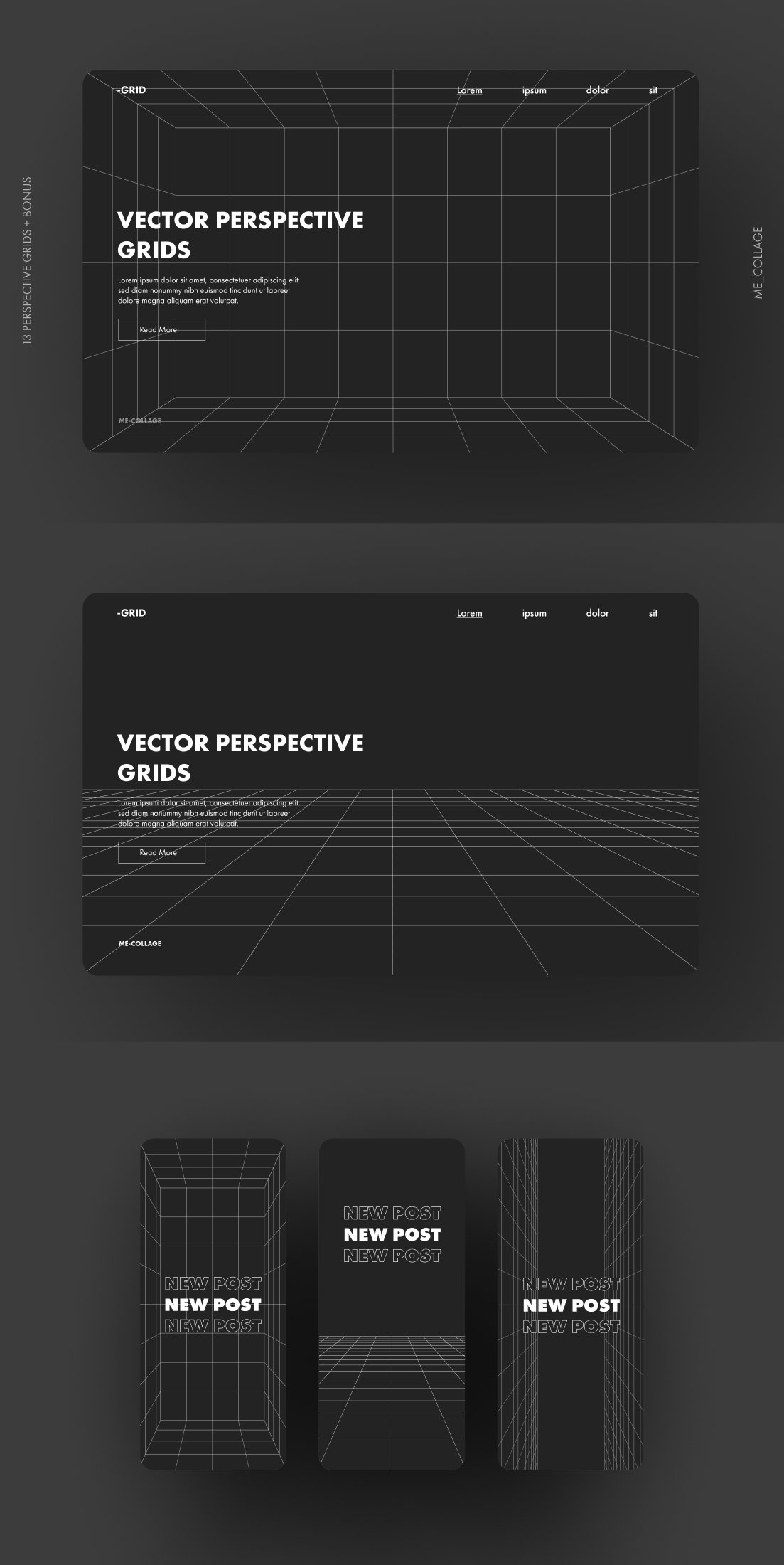 矢量透视概念网格素材合辑 VECTOR PERSPECTIV