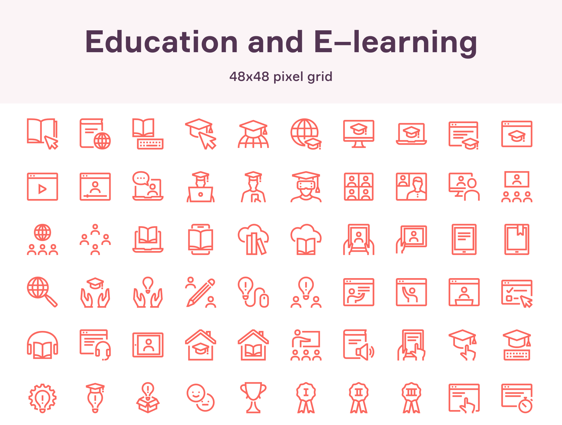 在线教育培训矢量图标集 Education & E–