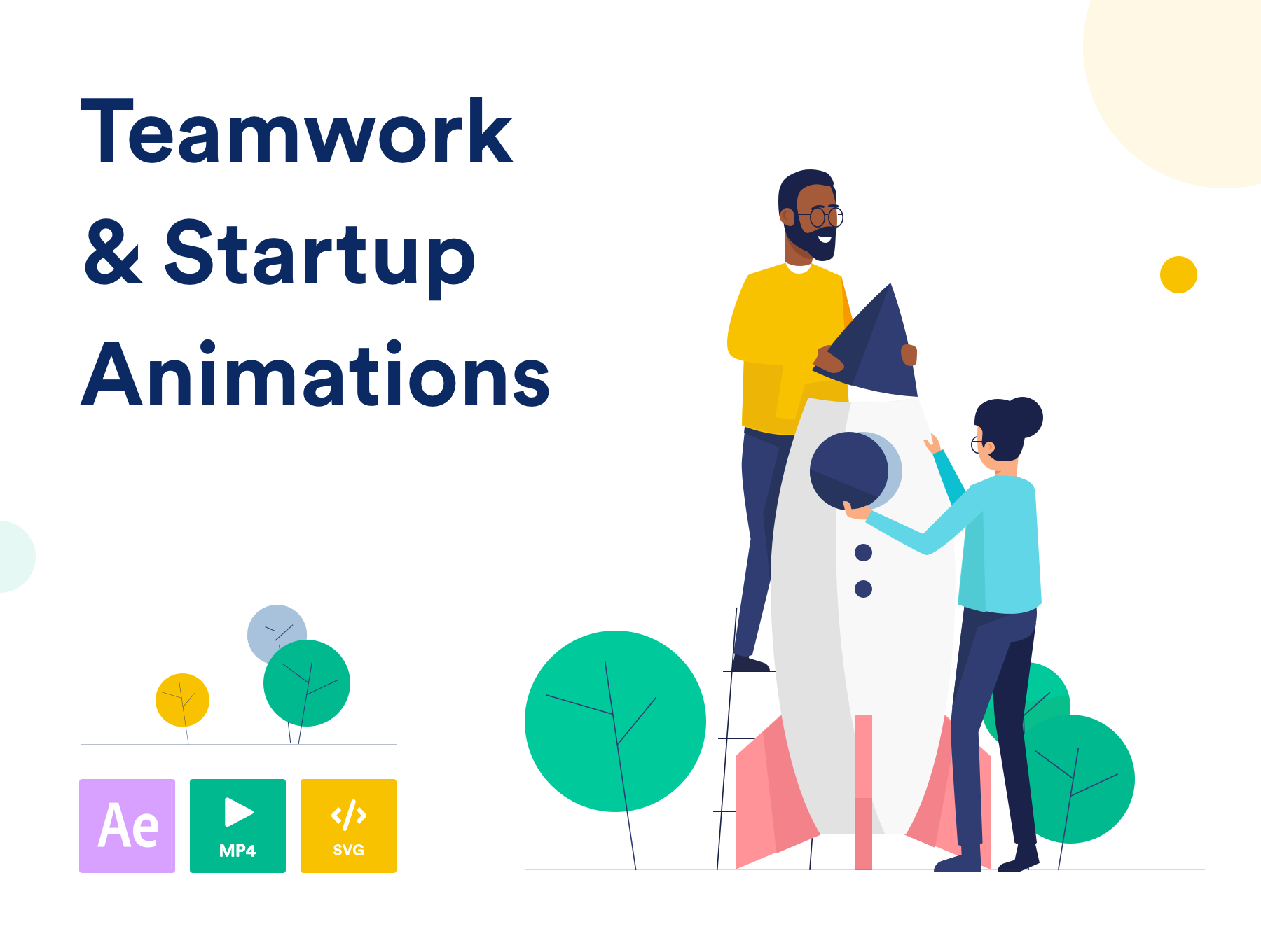 团队合作和创业动画Teamwork & Startu