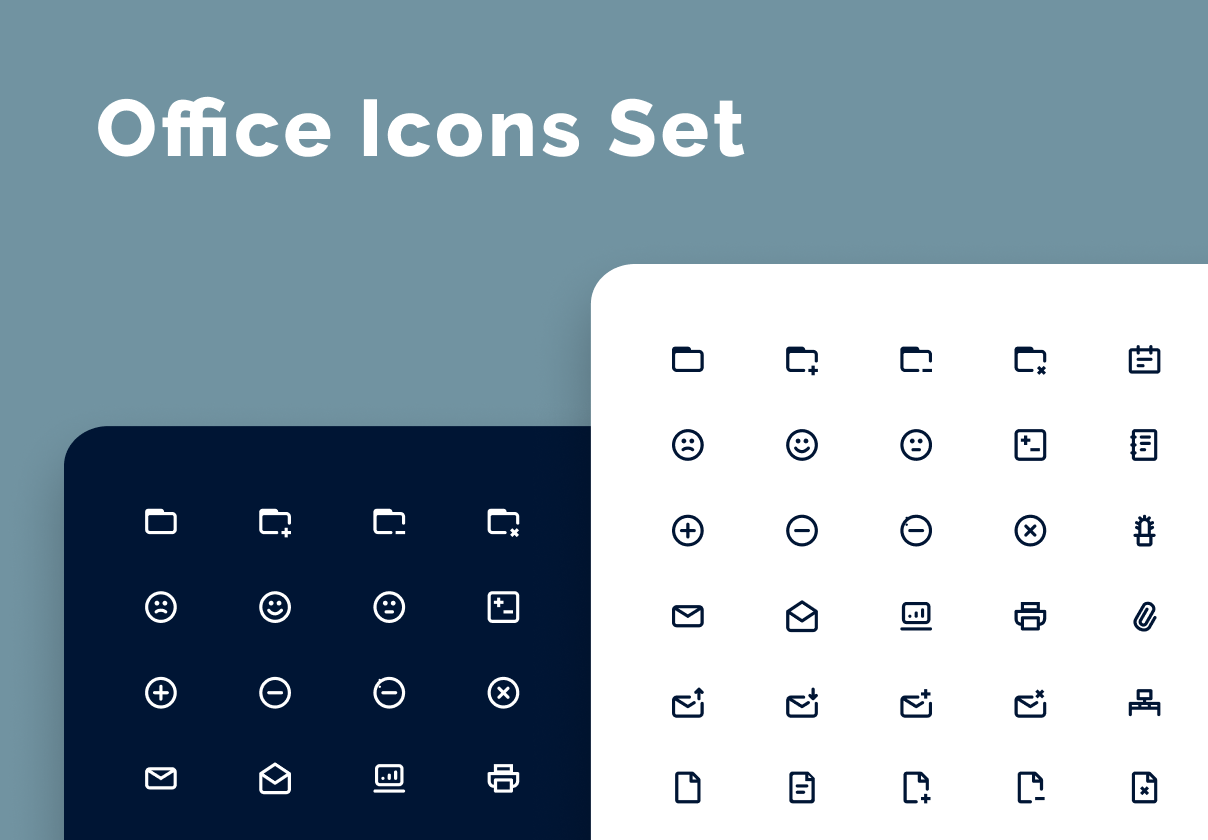 圆角办公室生活主题图标合辑 Office Icons Set