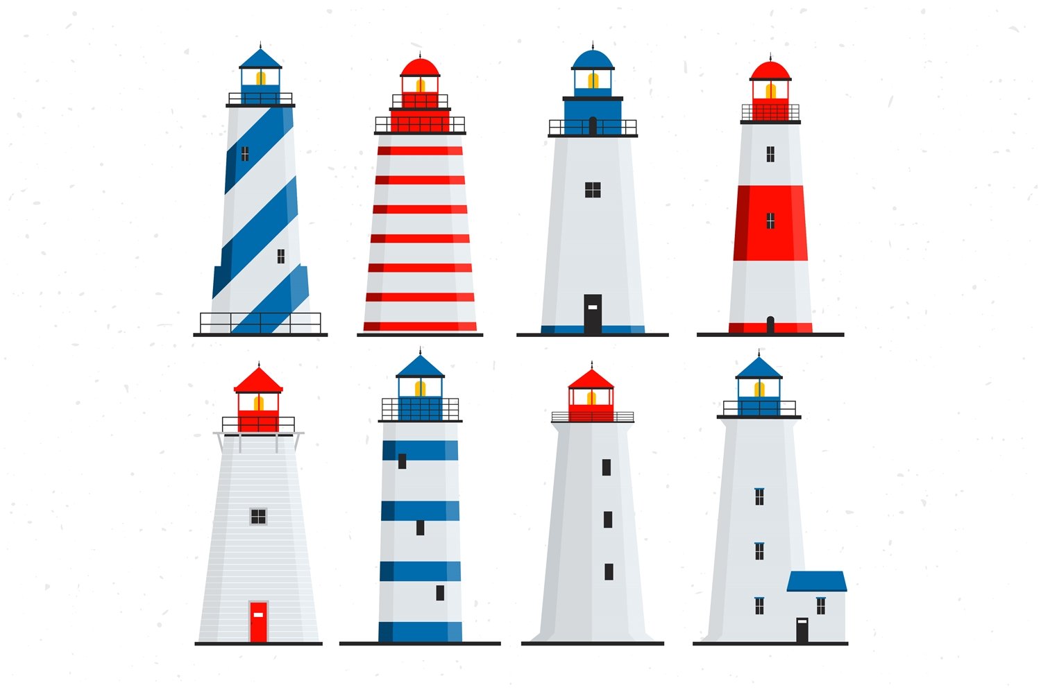 10个清新的灯塔矢量插图插画素材 Lighthouses s