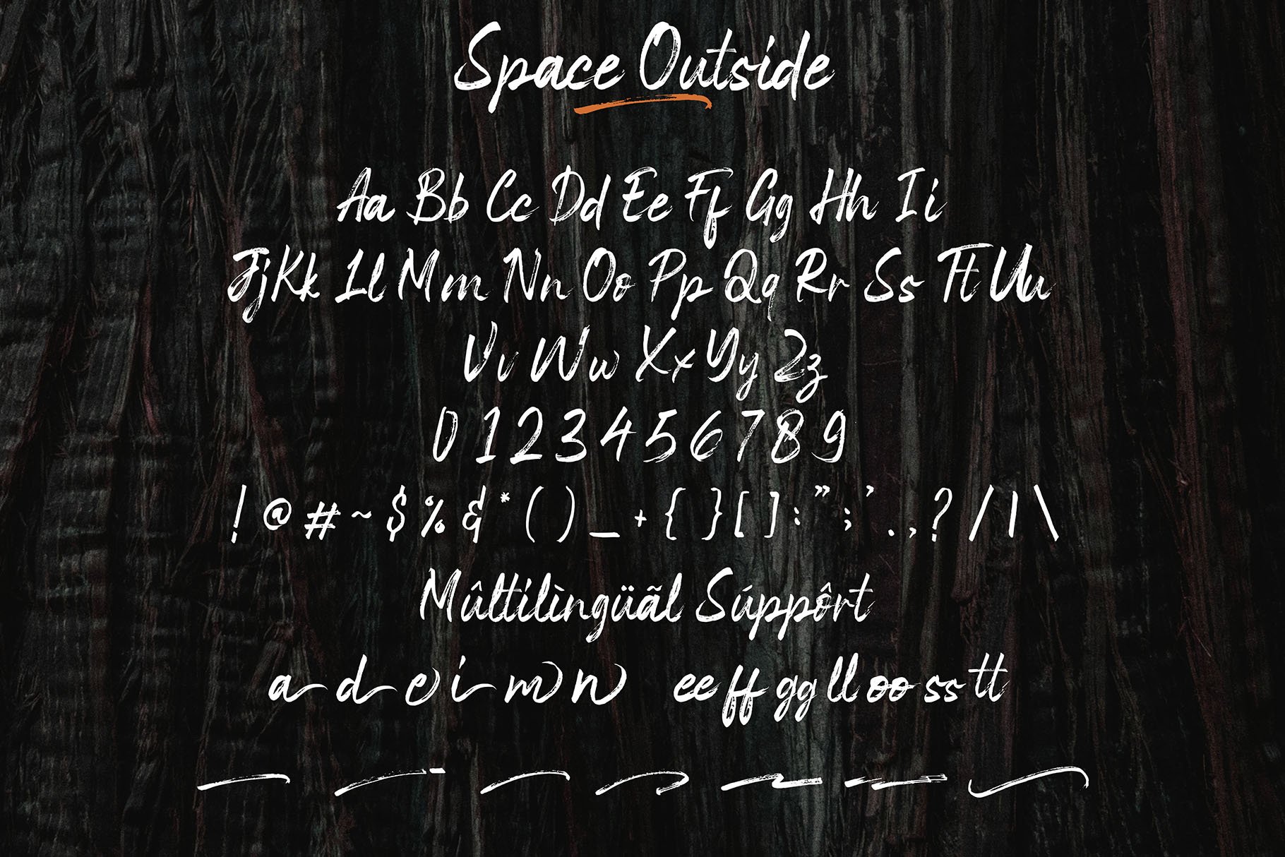 优雅宏伟的笔刷英文字体 Space Outside Hand