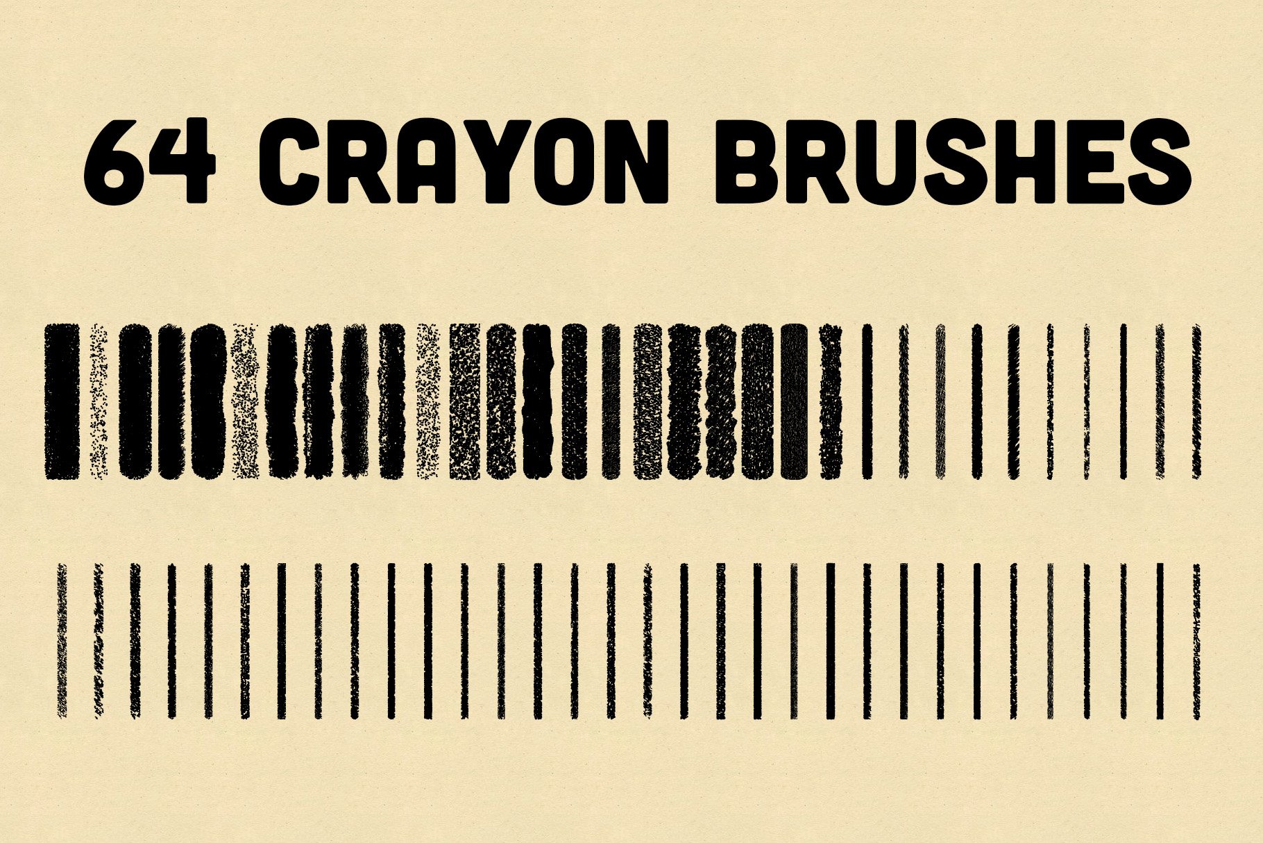 64个蜡笔矢量AI矢量笔刷素材 Crayon Brushes