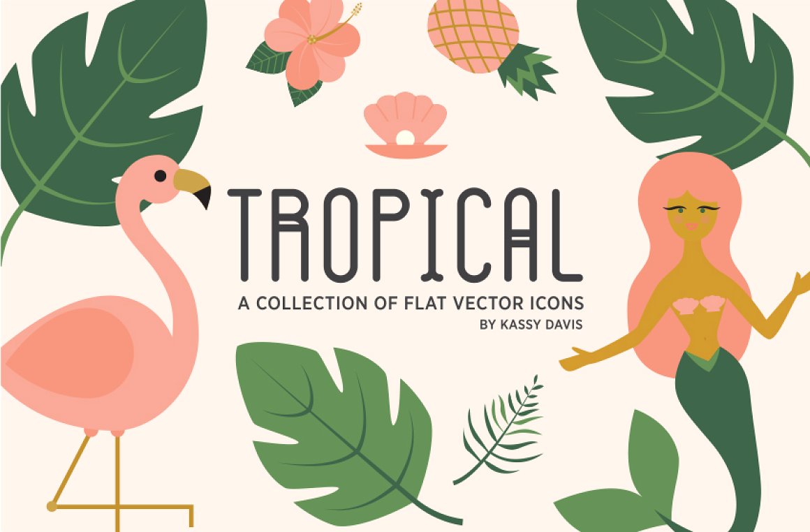 夏日海滩插画素材集 Tropical Vector Icon