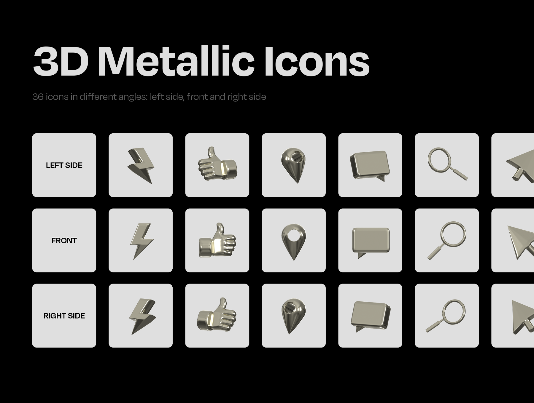 36个金属质感的3D图标集 Metallic Icons B