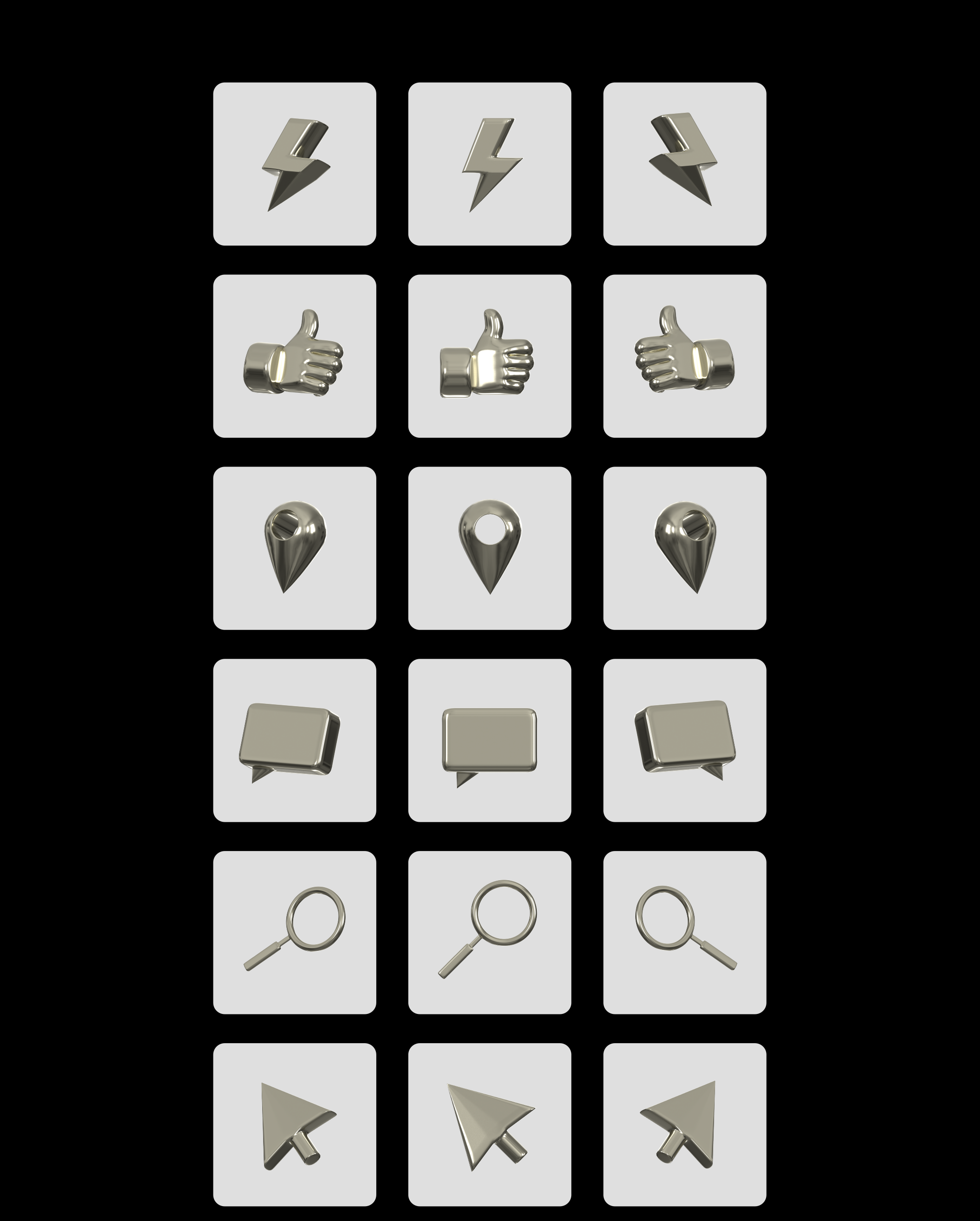 36个金属质感的3D图标集 Metallic Icons B