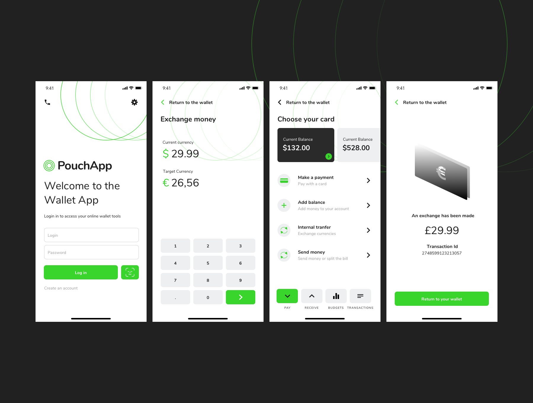 电子钱包移动支付APP界面素材 Wallet App UI