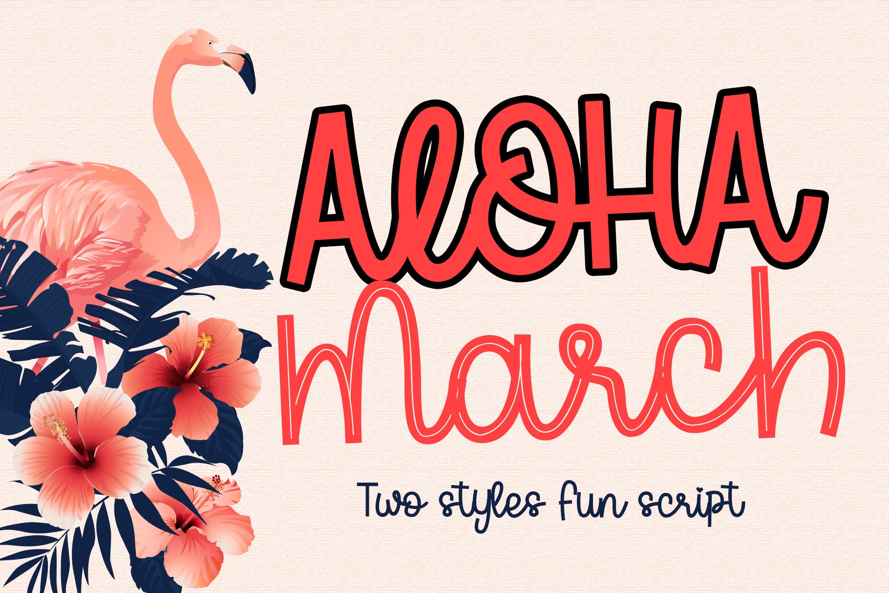 夏季可爱有趣的英文手写字体 Aloha March