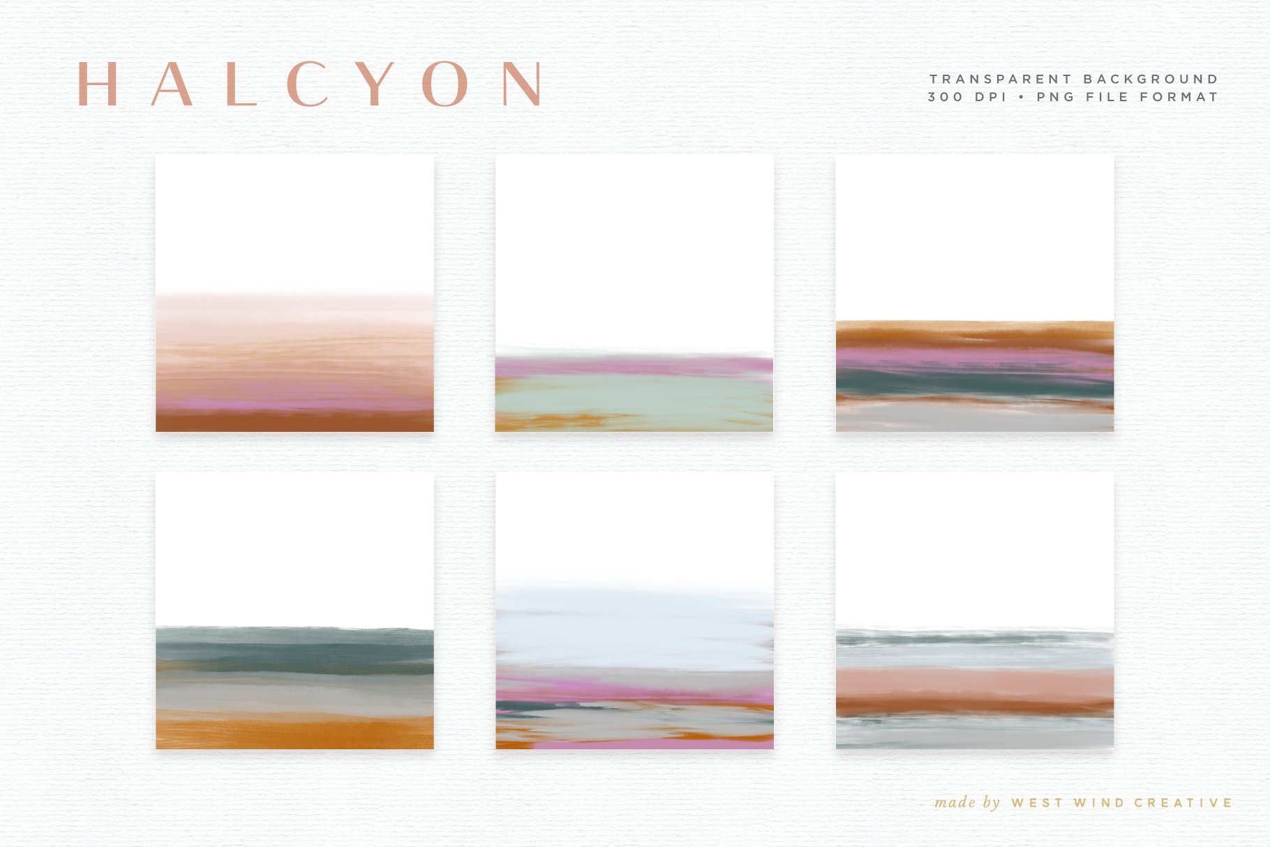 波西米亚色调的毛笔笔刷纹理背景素材合辑 Halcyon -A