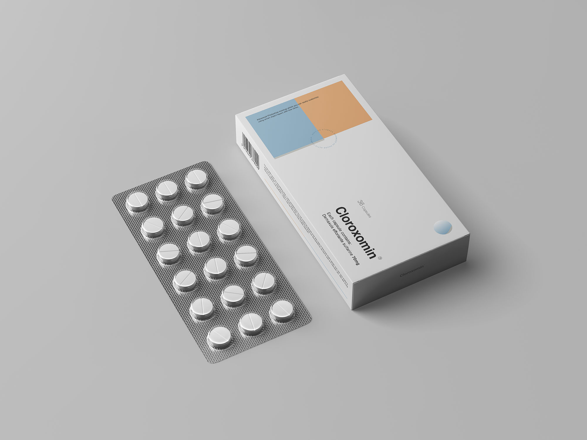 药丸盒样机Pills Box Mockup