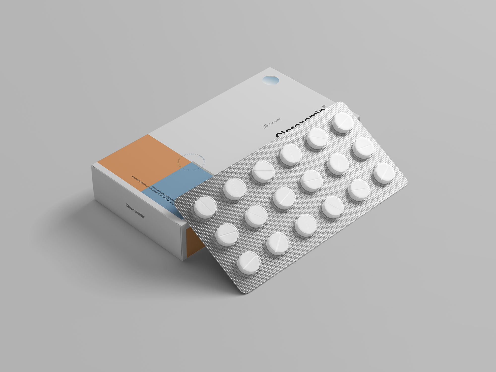 药丸盒样机Pills Box Mockup