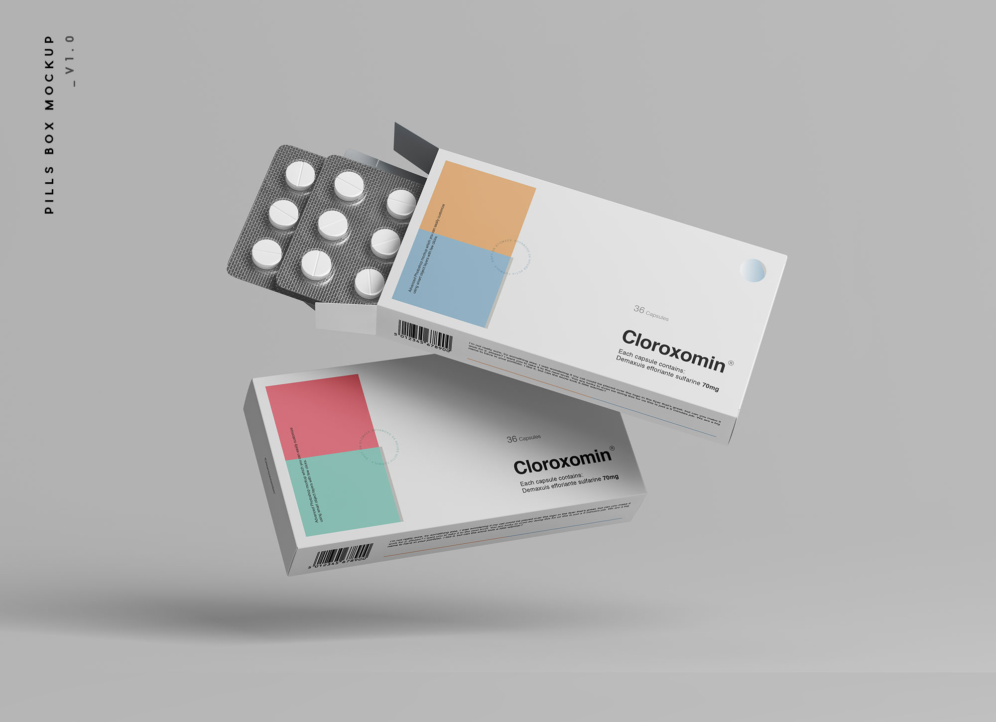 药丸盒样机Pills Box Mockup