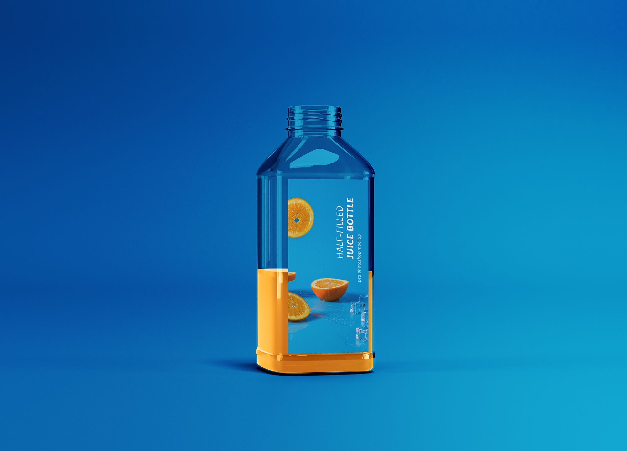 半罐透明塑料果汁瓶外观设计展示样机 Half-filled