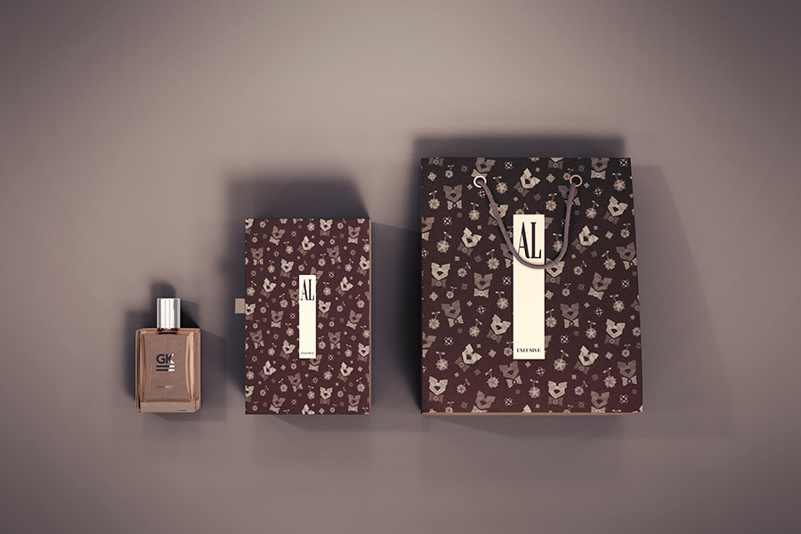高档香水瓶包装设计提案PSD样机模板 Perfume Bot