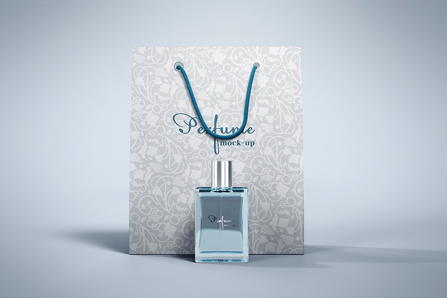 高档香水瓶包装设计提案PSD样机模板 Perfume Bot