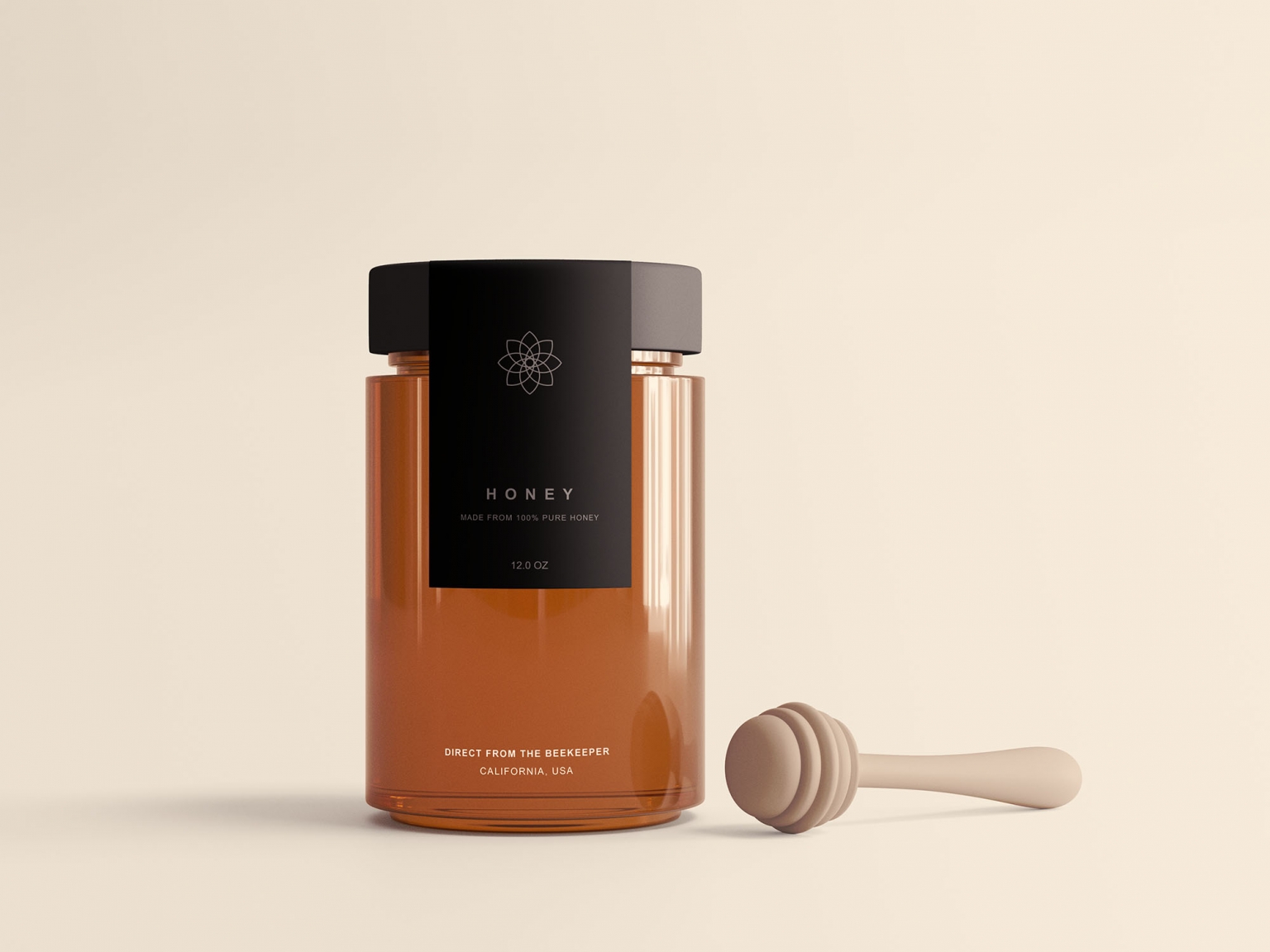 蜂蜜玻璃罐及外包装盒设计样机模板 Honey Jar Pac