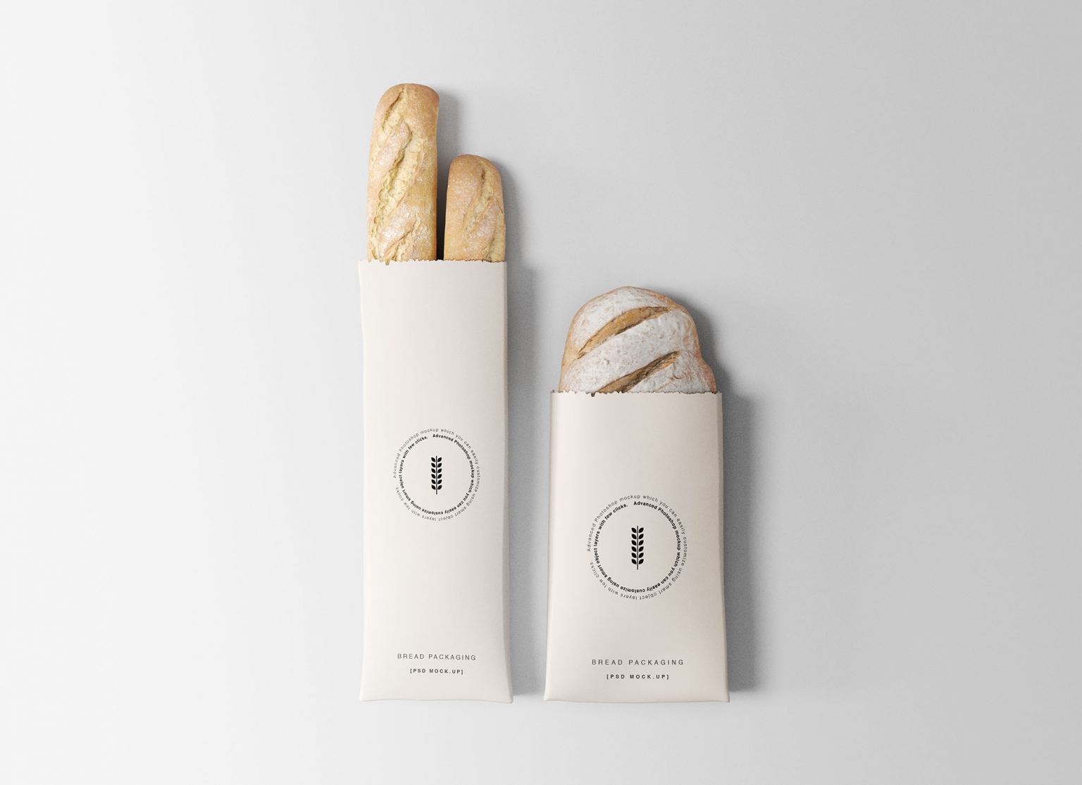 面包外带纸袋印刷设计图样机 Bread Packaging