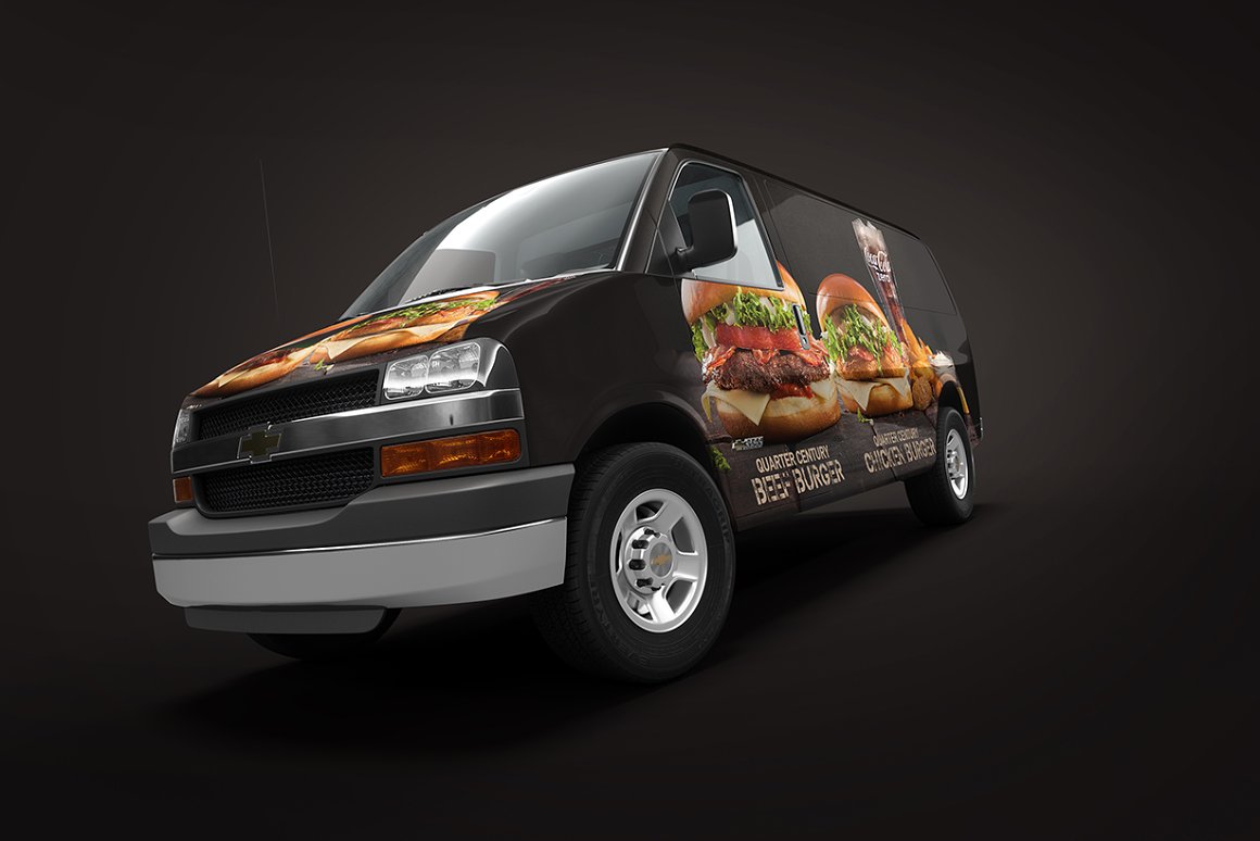 迷你小货车车身广告品牌提案样机模板 Mini Van Moc