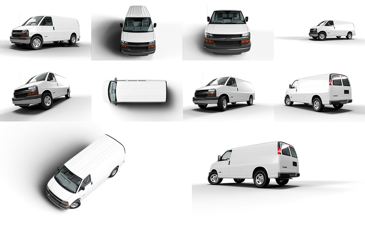 迷你小货车车身广告品牌提案样机模板 Mini Van Moc