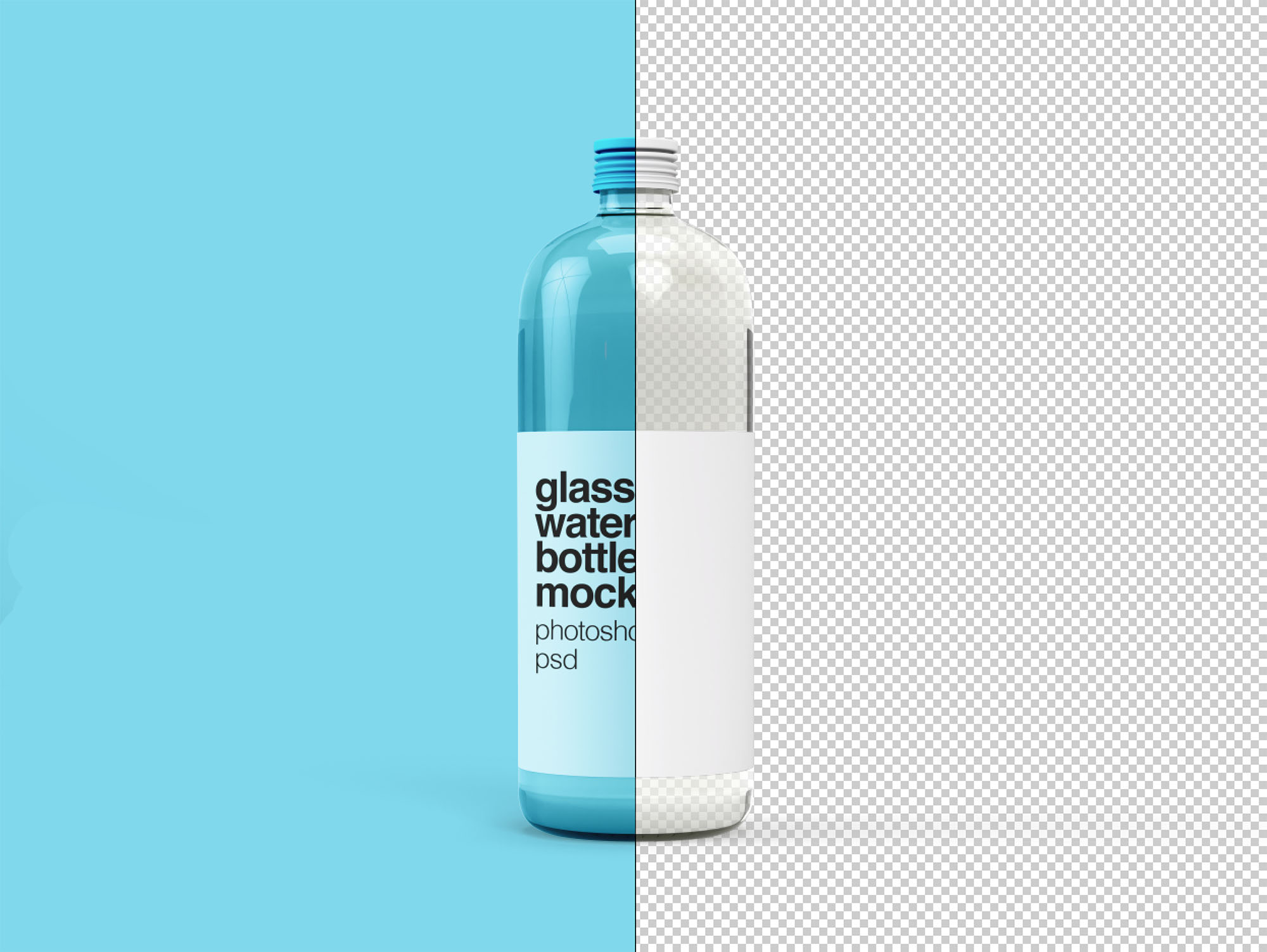 饮用水玻璃瓶外观设计图样机模板 Glass Water Bo