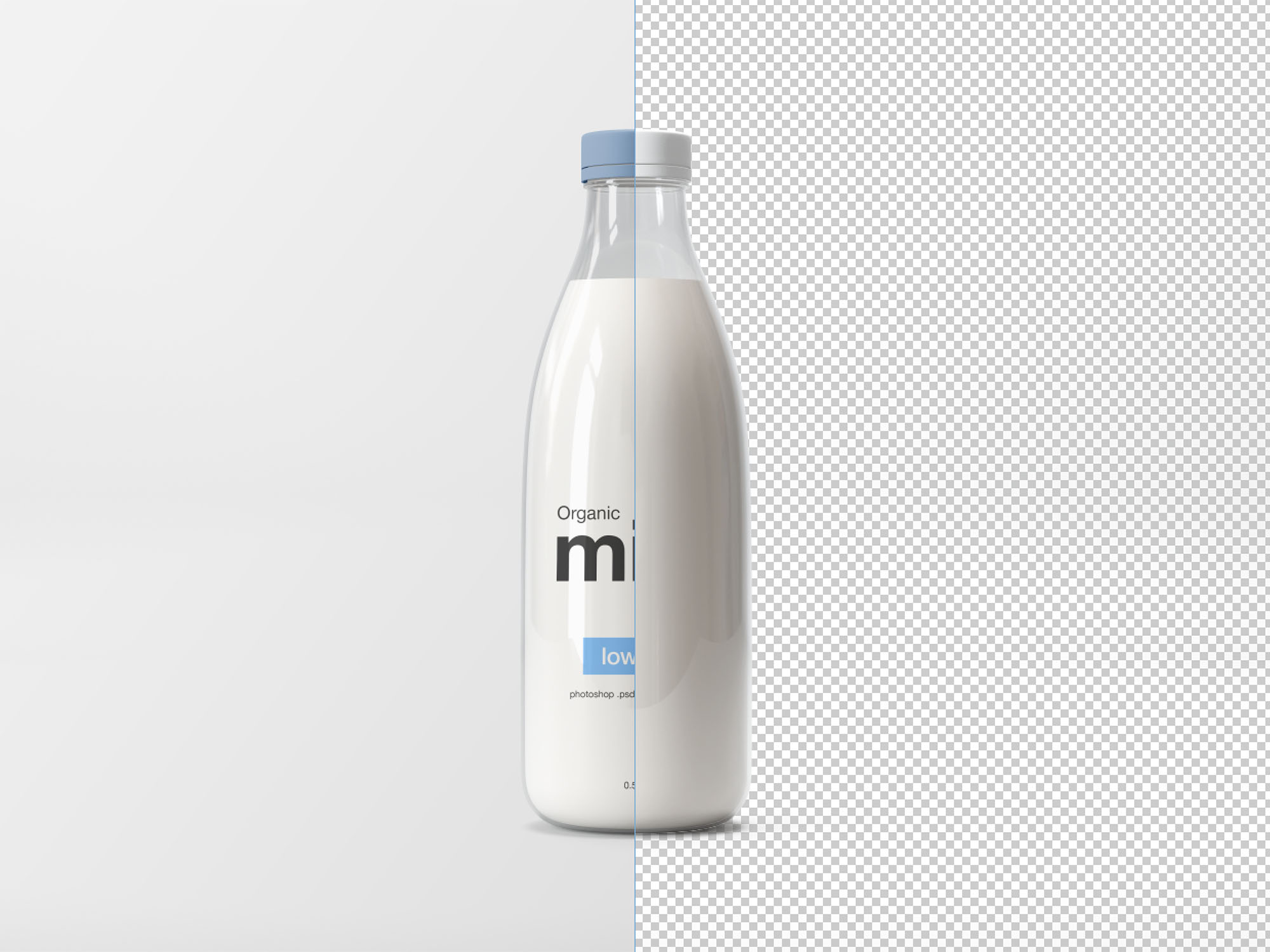 牛奶玻璃瓶包装设计贴图样机模版 Milk Glass Bot