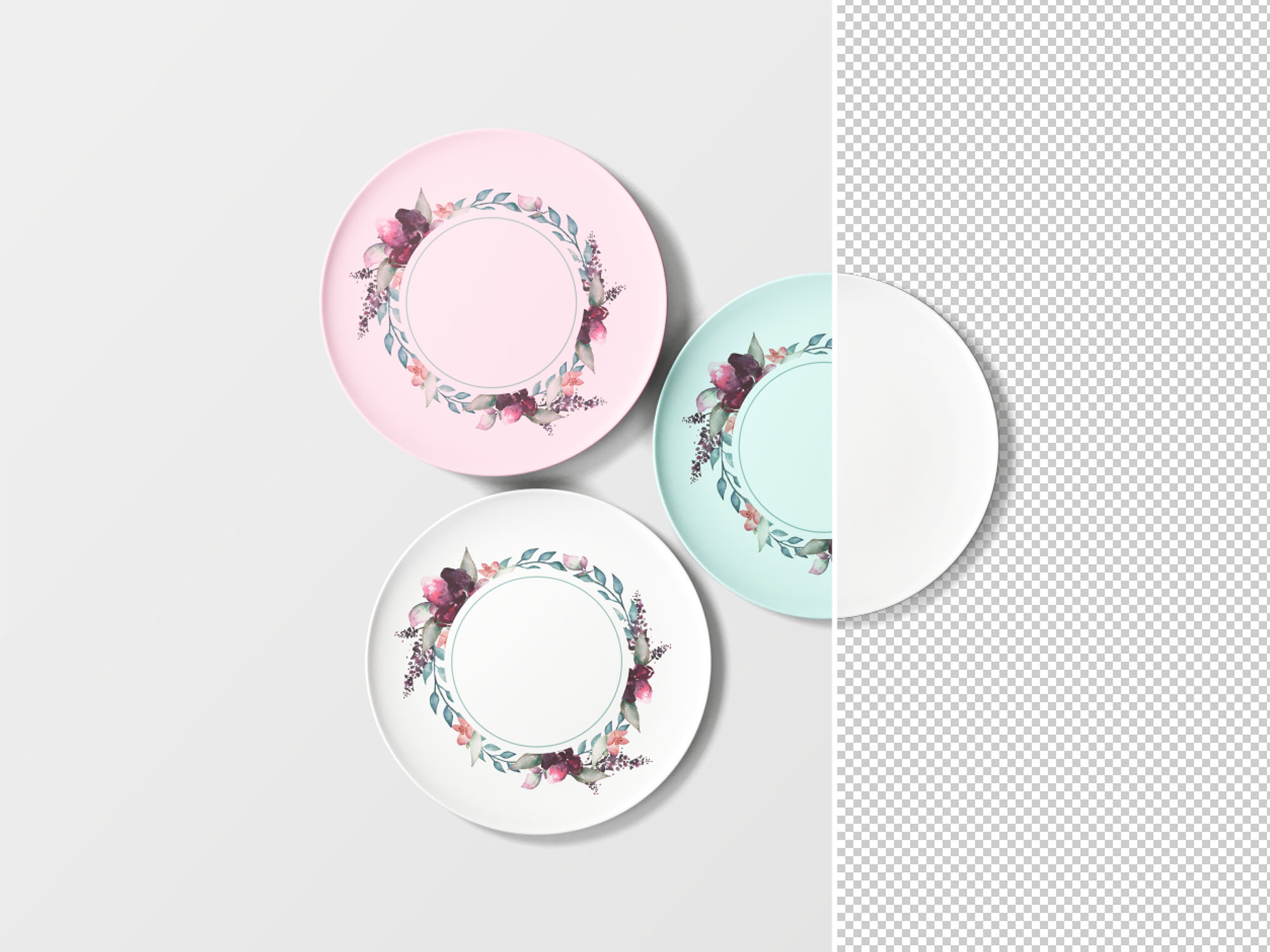 陶瓷餐盘样机 Overhead Plates Mockup